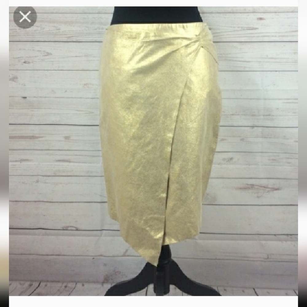 Bebe genuine leather gold skirt